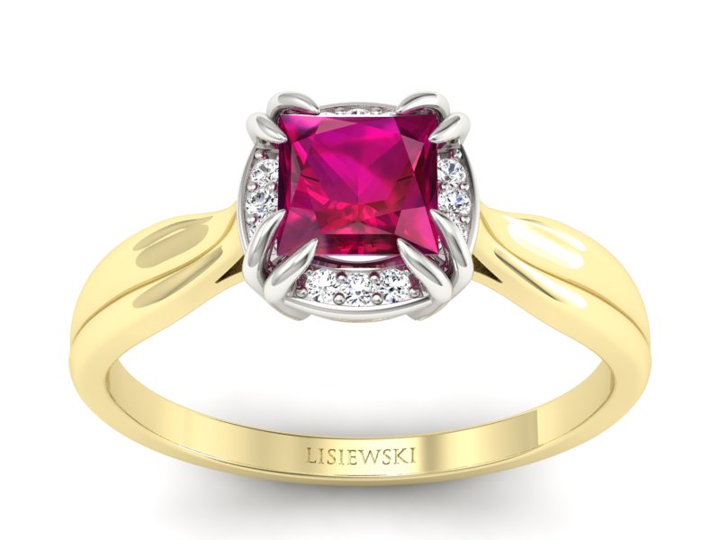 Pierścionek z rubinem i diamentami - p16187zbr - 1