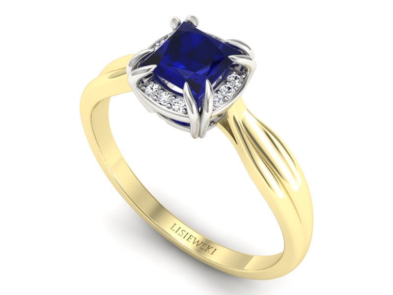 Złoty pierścionek ze spinelem i brylantami - p16187zbsp - 3