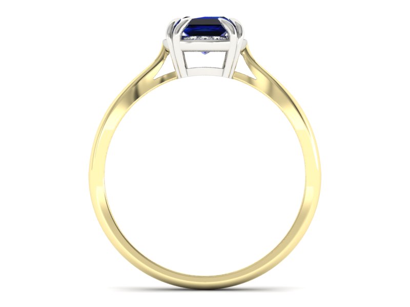 Złoty pierścionek z szafirem i brylantami - p16187zbsz - 2