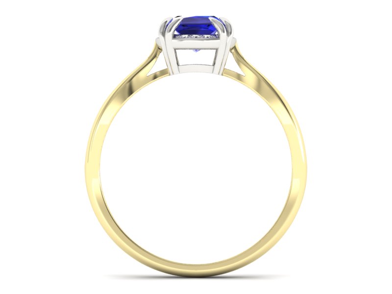 Złoty pierścionek z szafirem i diamentami - p16187zbszc - 2