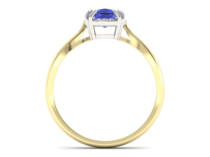 Złoty pierścionek z tanzanitem i brylantami - p16187zbt - 2
