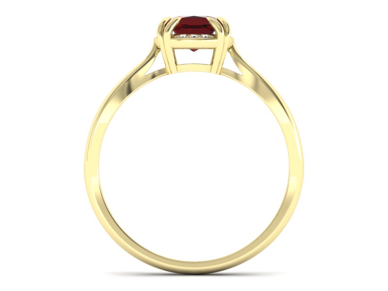 Złoty pierścionek z granatem i brylantami - p16187zgr - 2