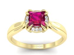 Pierścionek z rubinem i brylantami - p16187zr