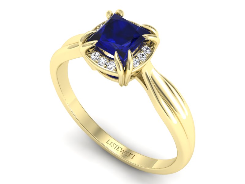 Złoty pierścionek ze spinelem i diamentami - p16187zsp - 3