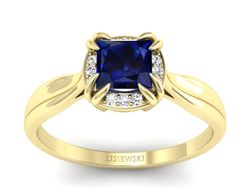 Złoty pierścionek z szafirem i brylantami - p16187zsz