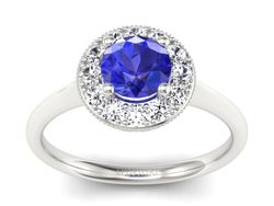 Pierścionek zaręczynowy z szafirem i brylantami - p16188bszc