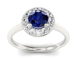 Pierścionek z platyny z szafirem i brylantami - P16188ptsz