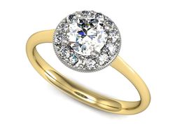 Pierścionek z diamentami żółte i białe złoto 585 - p16188zb