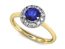 Pierścionek z szafirem i diamentami złoto 585 - p16188zbszc