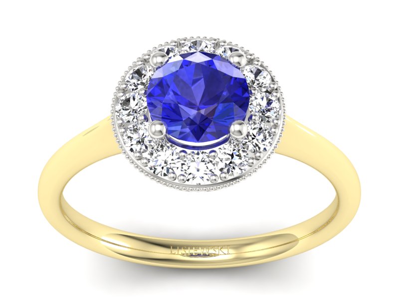 Pierścionek z szafirem i diamentami - p16188zbszc - 1