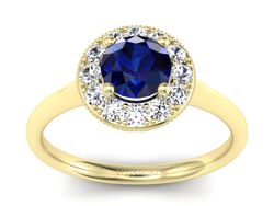 Złoty pierścionek z szafirem i brylantami - p16188zsz