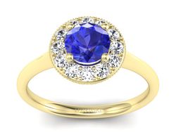 Złoty pierścionek z szafirem i brylantami - p16188zszc