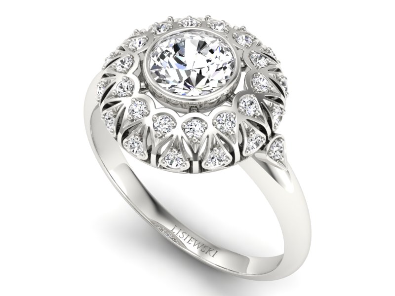 Złoty pierścionek z brylantami - p16189b_Si1 - 3