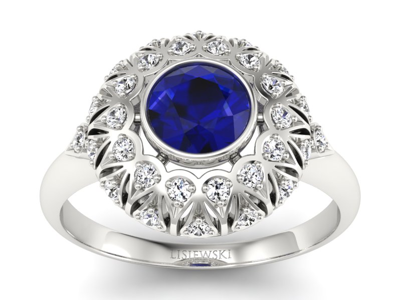 Złoty pierścionek ze spinelem i brylantami - p16189bsp - 1