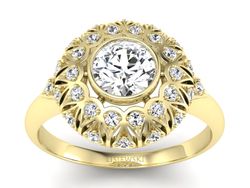 Złoty pierścionek z brylantami żółte złoto - p16189z_p1