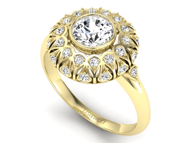 Złoty pierścionek z brylantami żółte złoto - p16189z_p1 - 3