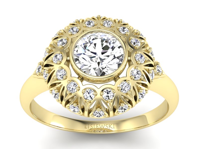 Złoty pierścionek z brylantami żółte złoto - p16189z_Vs - 1