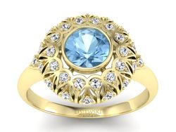 Złoty pierścionek z topazem i brylantami - p16189za