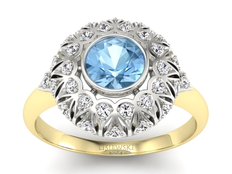 Pierścionek z topazem i brylantami - p16189zba - 1