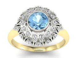 Pierścionek z topazem i brylantami - p16189zba