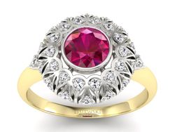 Pierścionek z rubinem i diamentami - p16189zbr