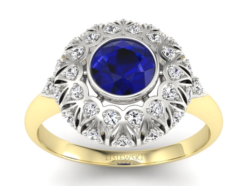 Pierścionek ze spinelem i brylantami - p16189zbsp - 1