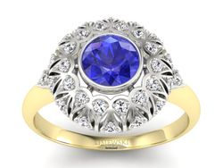 Pierścionek z szafirem i diamentami - p16189zbszc