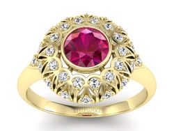 Pierścionek z rubinem i brylantami - p16189zr