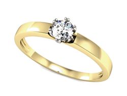 Pierścionek z diamentem żółte i białe złoto 585 - p16190zb