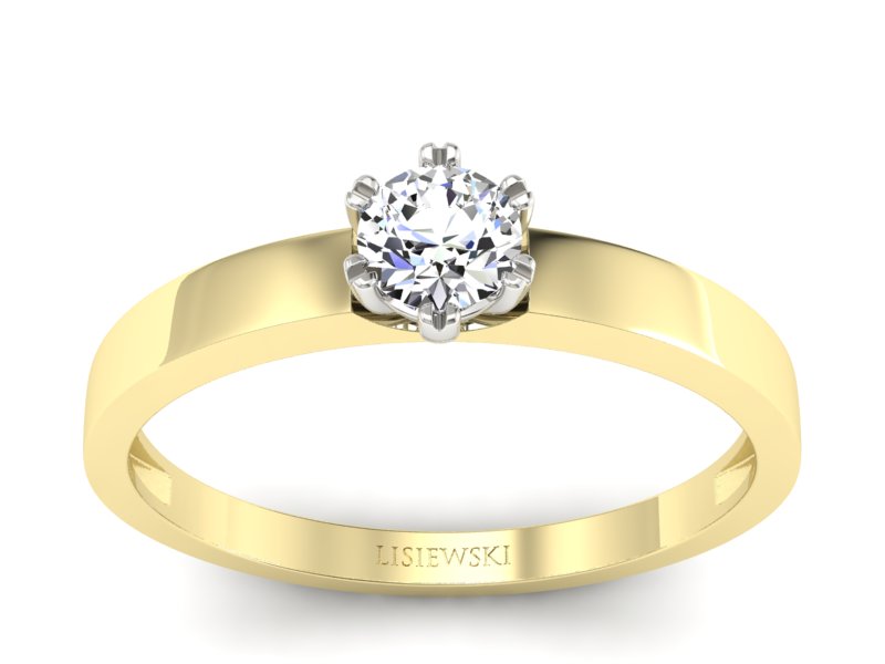 Pierścionek z diamentem żółte i białe złoto - p16190zb - 1