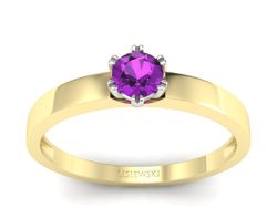Pierścionek z ametystem żółte i białe złoto - p16190zbat
