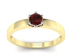Pierścionek z granatem żółte białe złoto - p16190zbgr