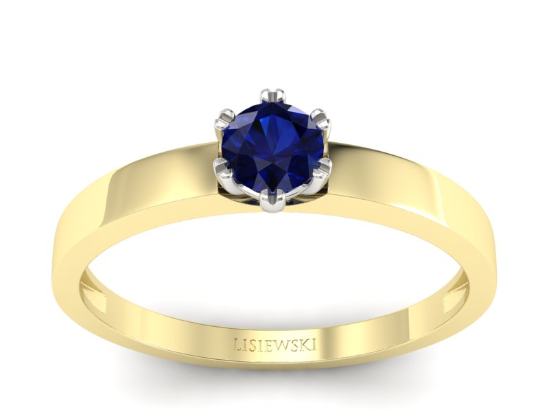 Pierścionek z szafirem żółte białe złoto - p16190zbsz - 1