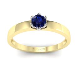Pierścionek z szafirem żółte białe złoto - p16190zbsz