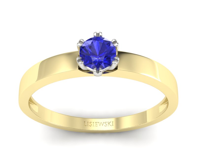 Pierścionek z szafirem żółte białe złoto - p16190zbszc - 1