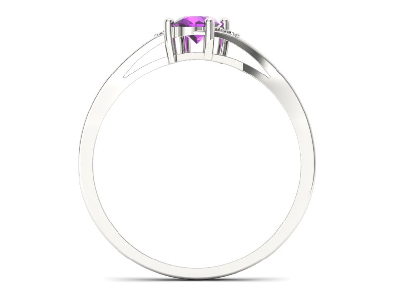 Złoty pierścionek z ametystem i brylantami - p16192bat - 2