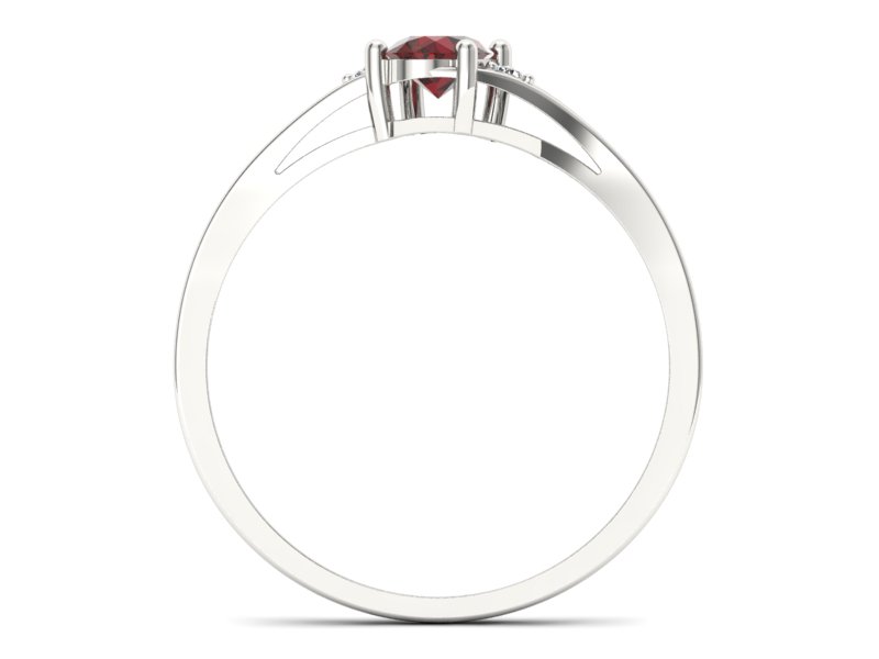 Pierścionek z granatem i brylantami białe złoto - p16192bgr - 2