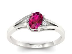 Pierścionek z rubinem i brylantami białe złoto - p16192br