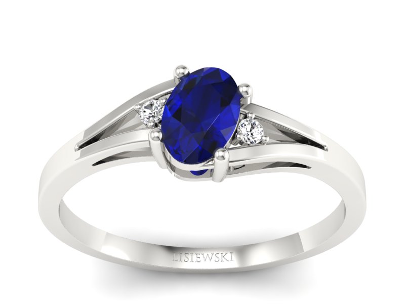 Złoty pierścionek ze spinelem i brylantami - p16192bsp - 1