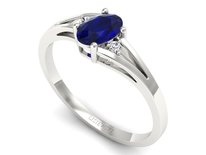 Złoty pierścionek ze spinelem i brylantami - p16192bsp - 3