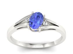 Pierścionek z tanzanitem białe złoto i brylantami - p16192bt