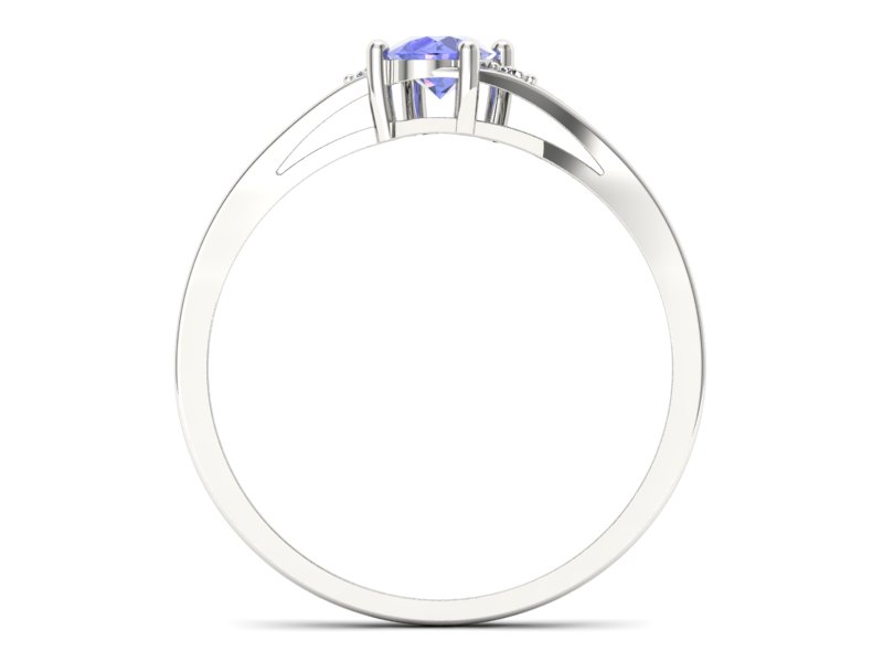 Pierścionek z tanzanitem białe złoto i brylantami - p16192bt - 2