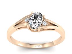 Złoty pierścionek z diamentem z różowego złota - p16192c