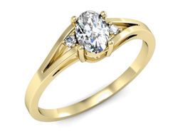 Złoty Pierścionek z diamentami żółte złoto 585 - p16192z
