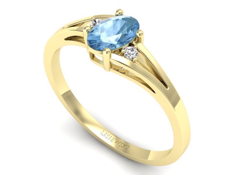 Złoty pierścionek z topazem i brylantami - p16192za - 3
