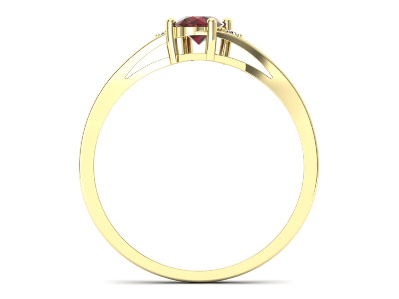 Złoty pierścionek z granatem i brylantami - p16192zgr - 2