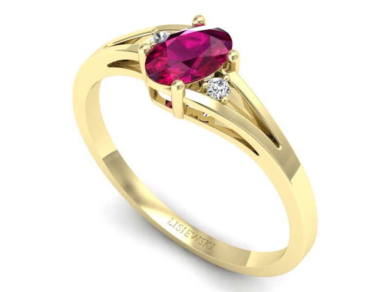 Pierścionek z rubinem i brylantami - p16192zr - 3