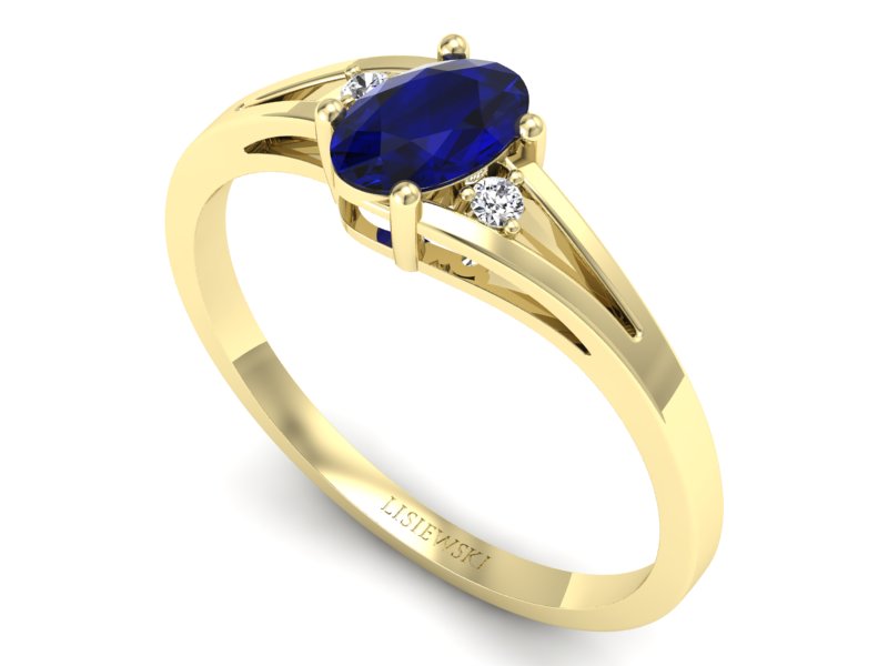 Pierścionek ze spinelem i diamentami żółte złoto - p16192zsp - 3
