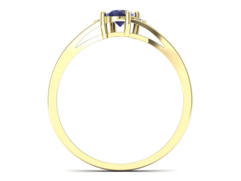 Pierścionek ze spinelem i diamentami żółte złoto - p16192zsp - 2