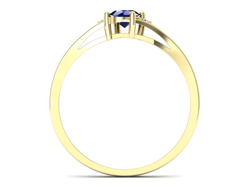 Złoty pierścionek z szafirem i brylantami - p16192zsz - 2